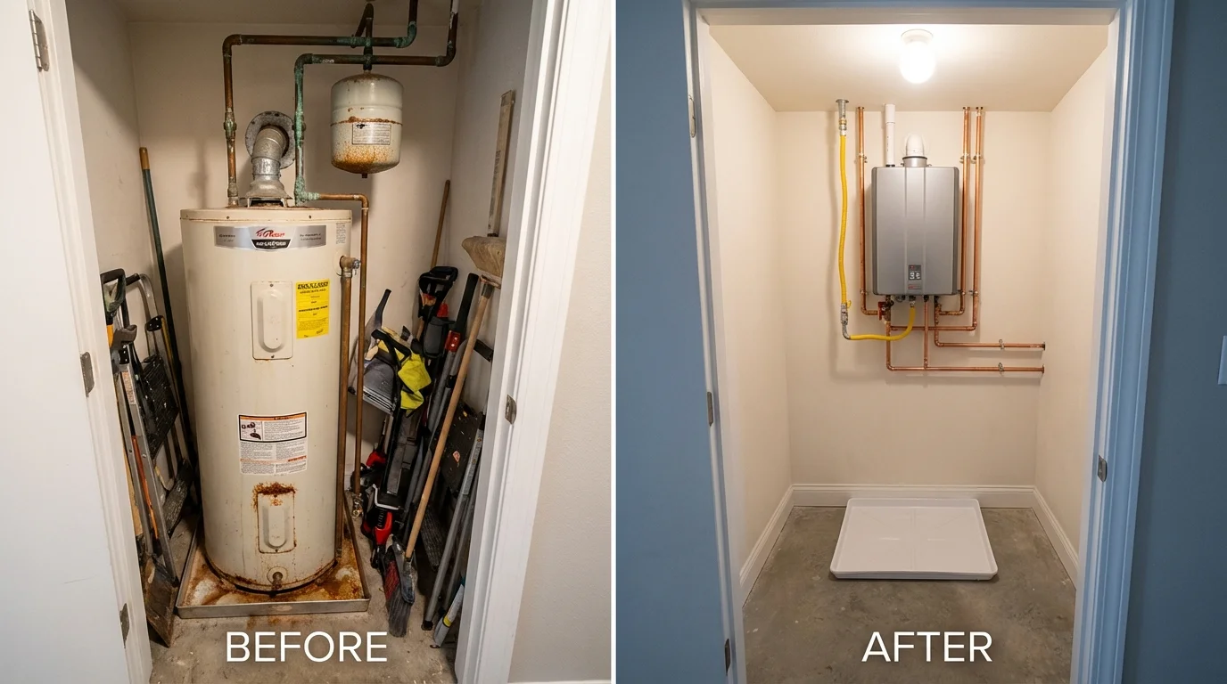Tank water heater versus wall-mounted tankless unit comparison for Russellville, AL homeowners